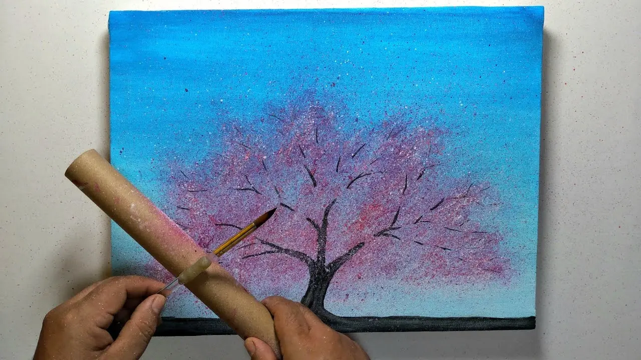 como dibujar el arbol del cerezo con acrilico para principiantes - Cómo es el árbol de las cerezas