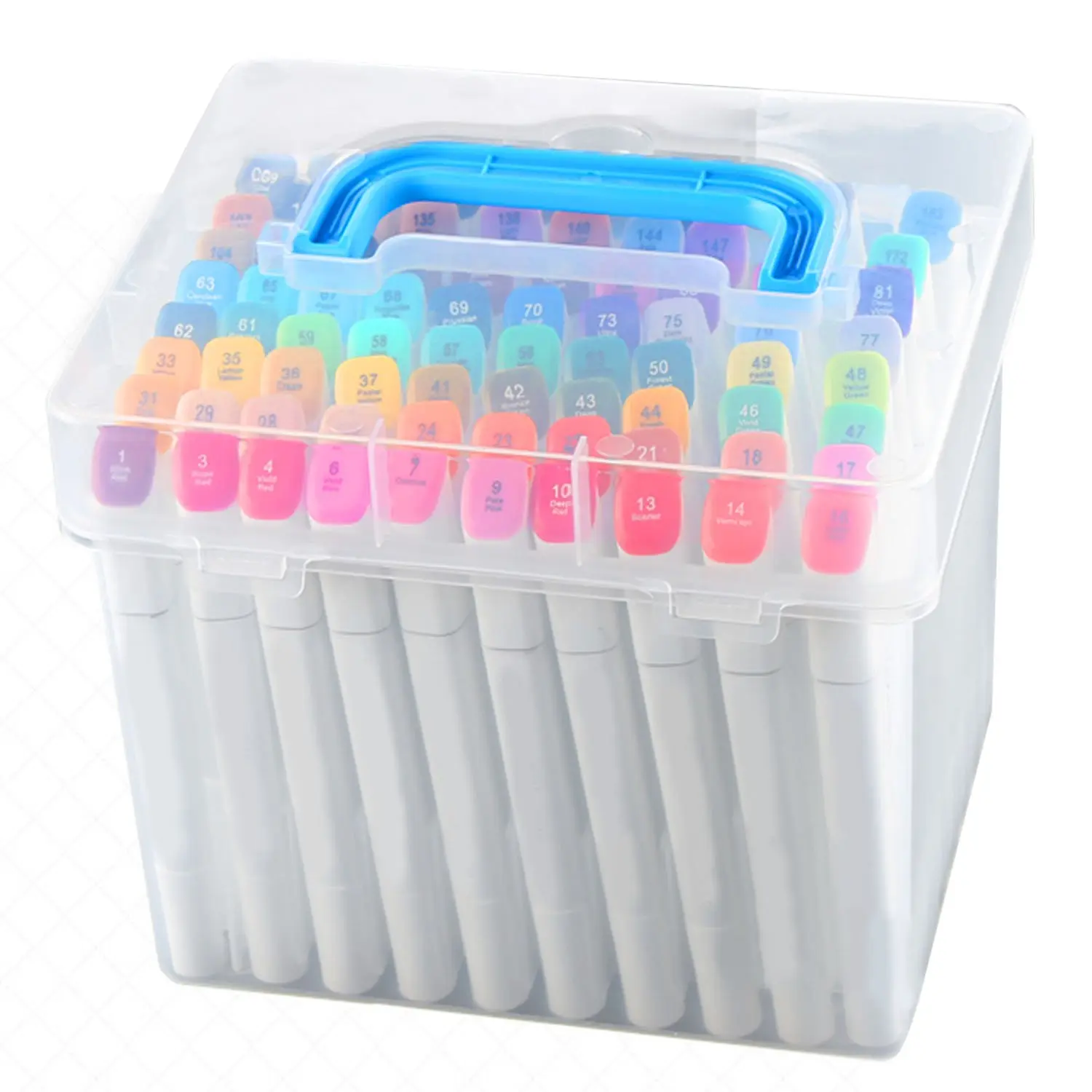 caja de plastico con marcadores - Cómo guardar sharpies