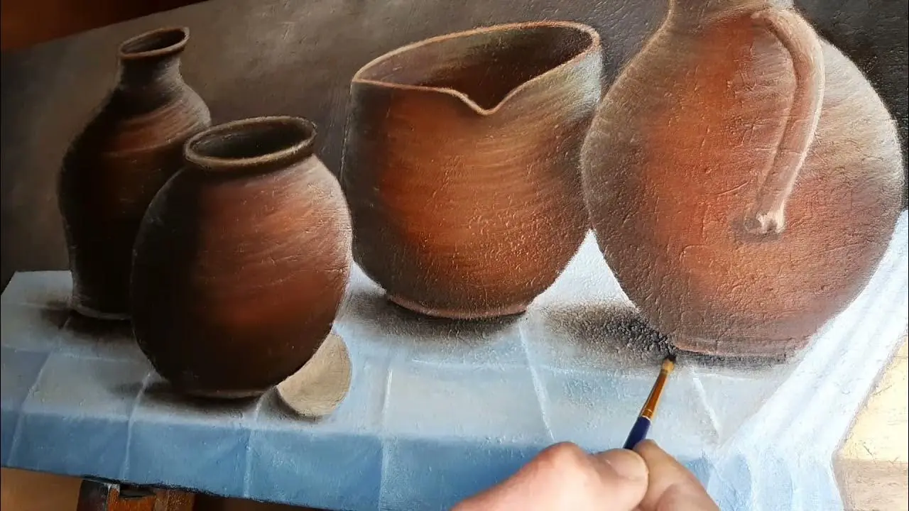 como pintar cacharros con olio y acrilico - Cómo se hace una pintura al óleo