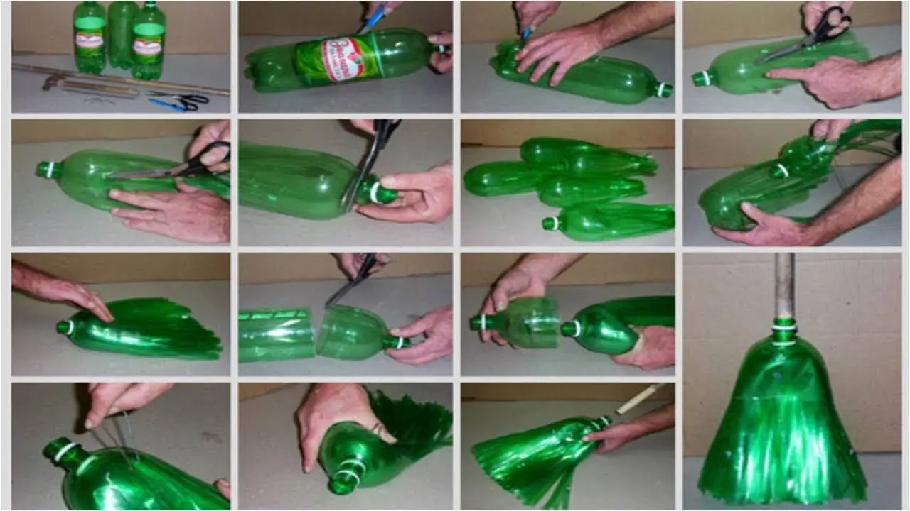 escoba reciclada con botellas de plastico - Cuántas botellas se necesitan para hacer una escoba