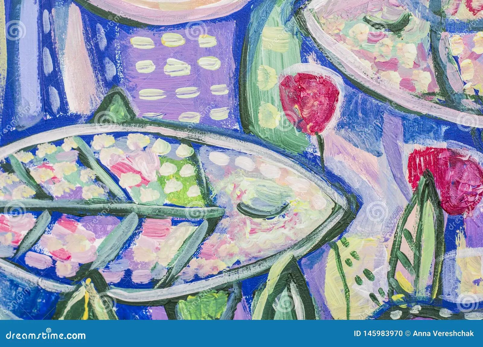 pintura de peces acrilico y plantas - Qué es la pintura artesanal