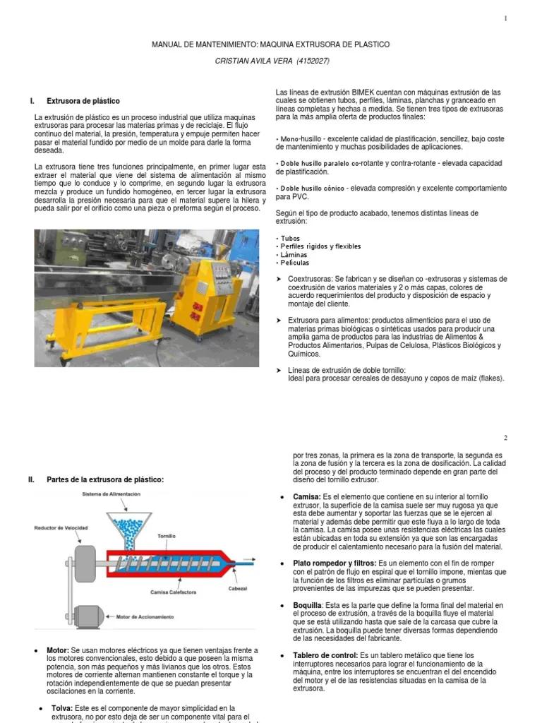 Mantenimiento de extrusoras de plástico - Qué es un técnico extrusor mantenimiento de extrusoras de plastico - Qué es un técnico extrusor