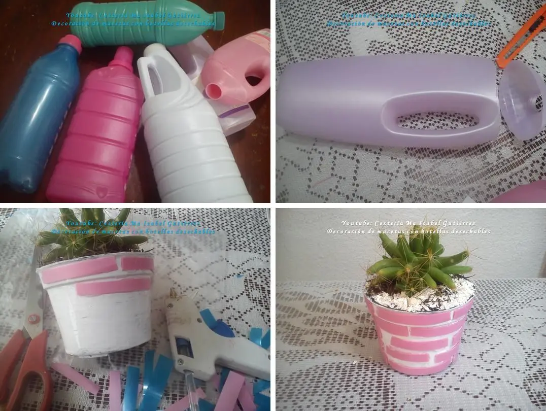 Cómo decorar macetas de botellas de plástico - Se puede hacer decoupage en macetas de plástico como decorar macetas de botellas de plastico - Se puede hacer decoupage en macetas de plástico